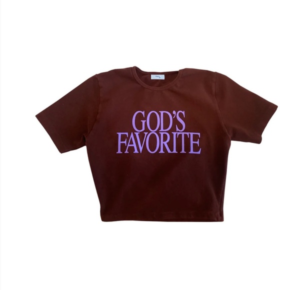 SOLD—Praying God’s Favorite Crop Tee in Brown - Picture 1 of 5